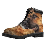 Vintage German Shepherd Portrait Print Work Boots