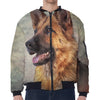 Vintage German Shepherd Portrait Print Zip Sleeve Bomber Jacket