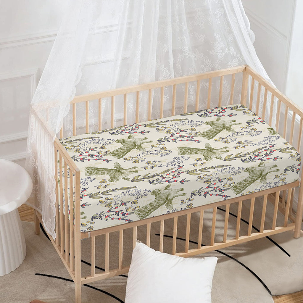 Vintage Giraffe Print Baby Crib Sheet