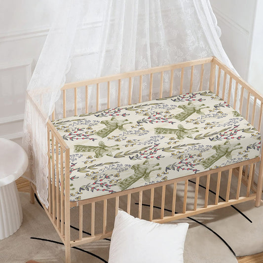 Vintage Giraffe Print Baby Crib Sheet
