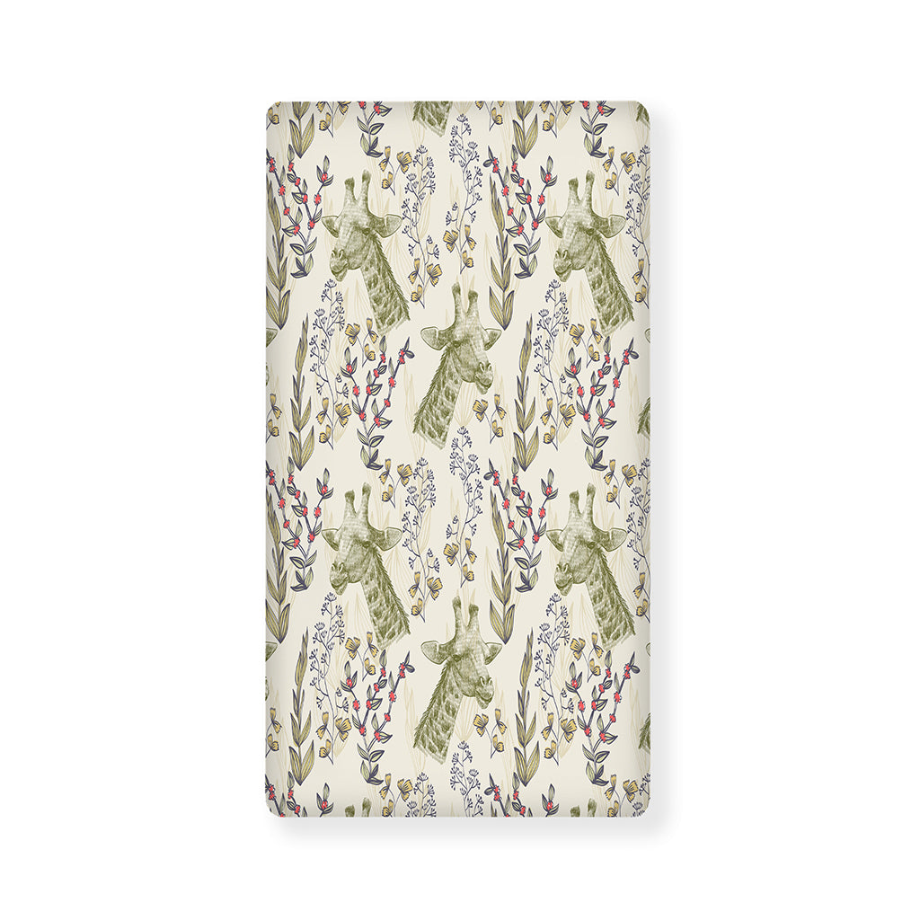 Vintage Giraffe Print Baby Crib Sheet