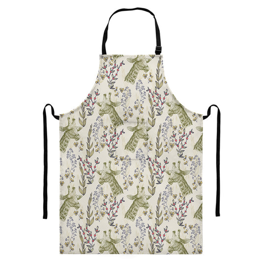 Vintage Giraffe Print Bib Apron With Pocket