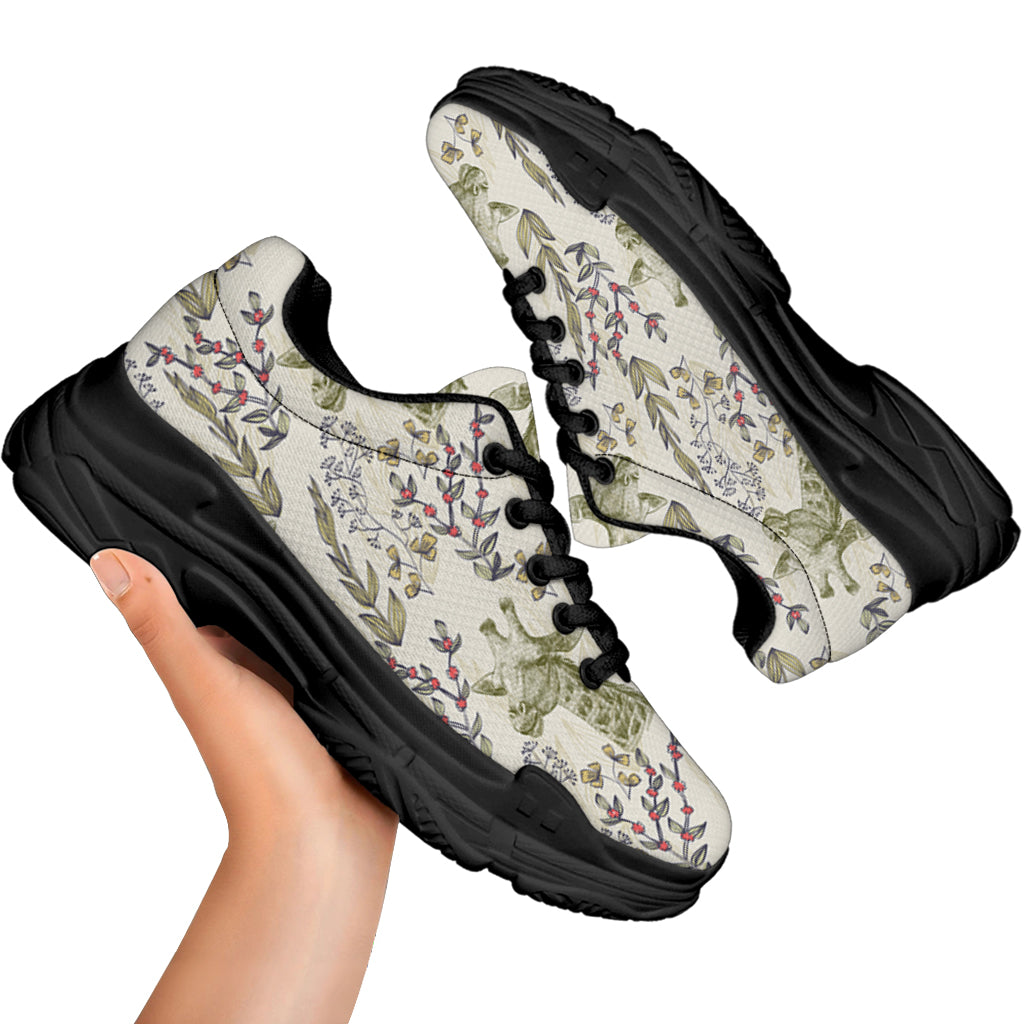 Vintage Giraffe Print Black Chunky Shoes