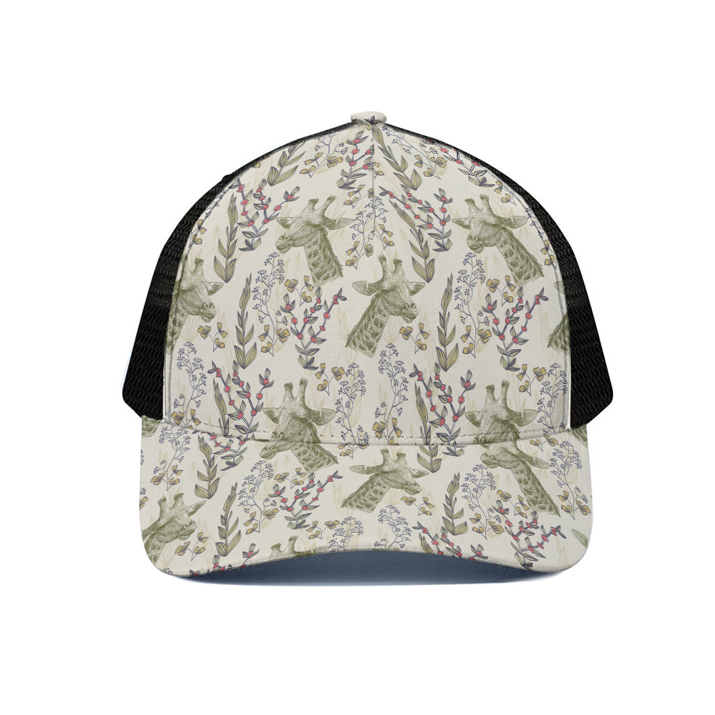 Vintage Giraffe Print Black Mesh Trucker Cap