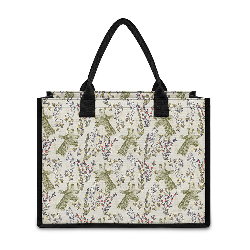 Vintage Giraffe Print Canvas Tote Bag
