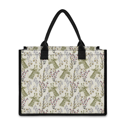 Vintage Giraffe Print Canvas Tote Bag