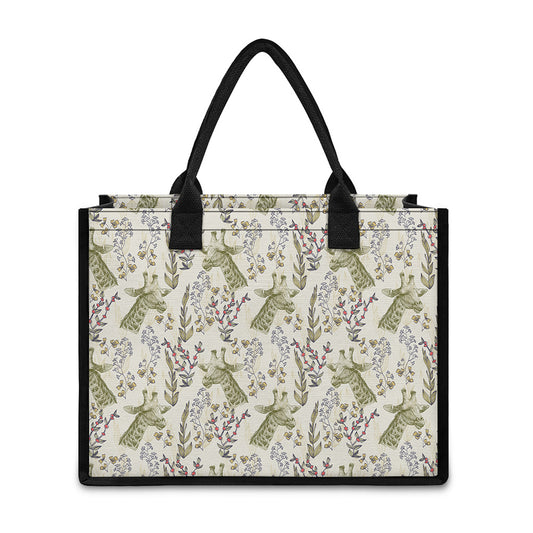 Vintage Giraffe Print Canvas Tote Bag
