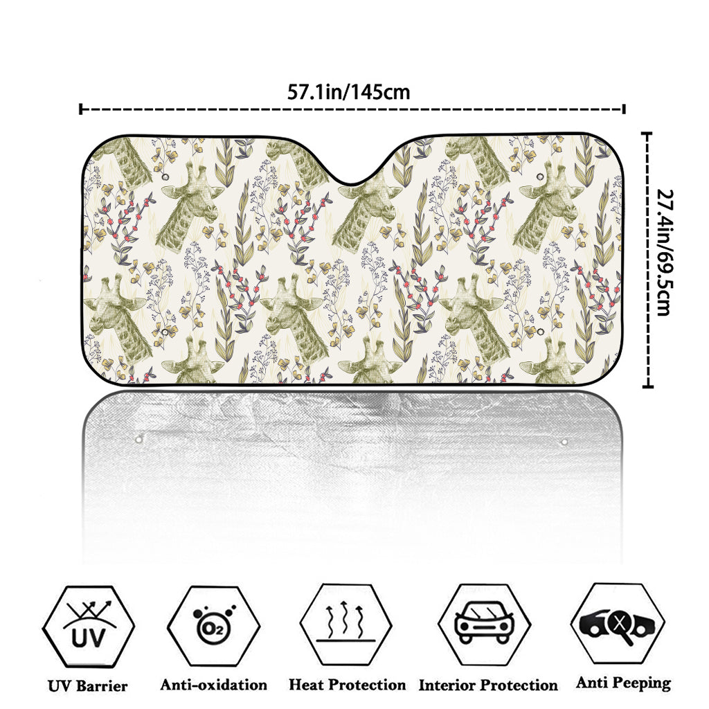 Vintage Giraffe Print Car Windshield Sun Shade