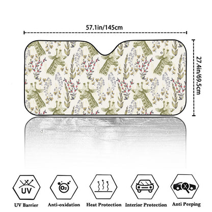 Vintage Giraffe Print Car Windshield Sun Shade