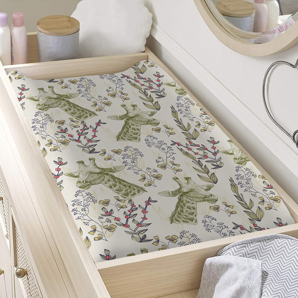 Vintage Giraffe Print Changing Pad Cover