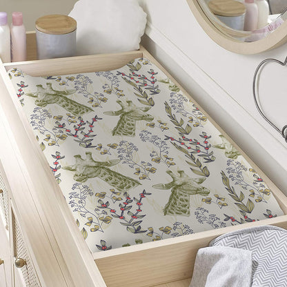 Vintage Giraffe Print Changing Pad Cover