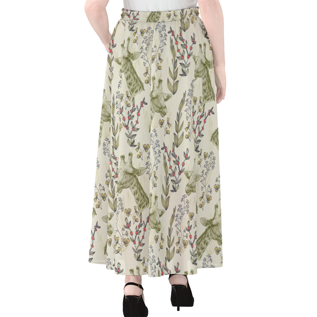 Vintage Giraffe Print Chiffon Maxi Skirt