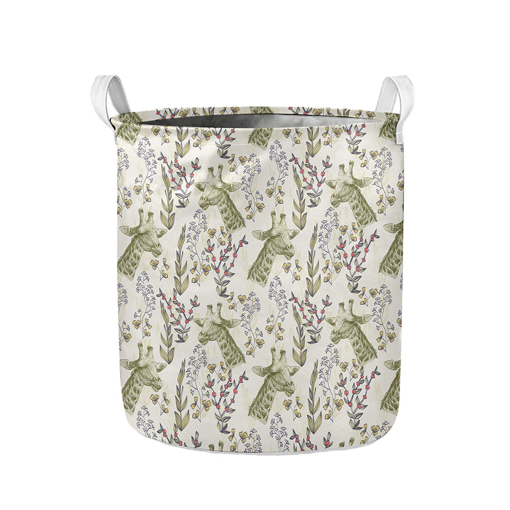 Vintage Giraffe Print Collapsible Laundry Basket