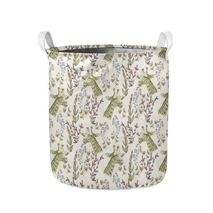 Vintage Giraffe Print Collapsible Laundry Basket
