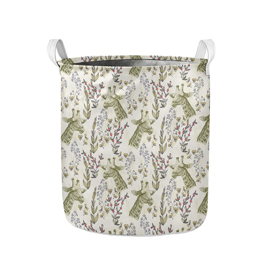 Vintage Giraffe Print Collapsible Laundry Basket