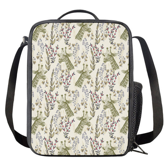 Vintage Giraffe Print Crossbody Lunch Bag