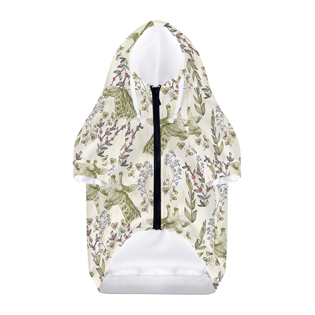 Vintage Giraffe Print Dog Zip Up Hoodie