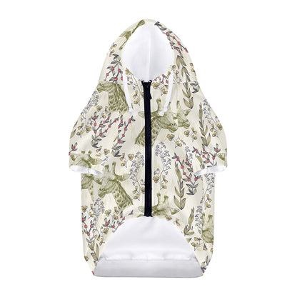 Vintage Giraffe Print Dog Zip Up Hoodie