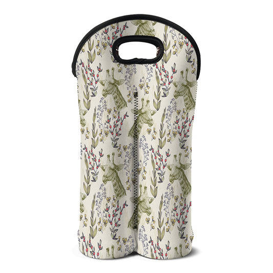 Vintage Giraffe Print Double Neoprene Wine Tote