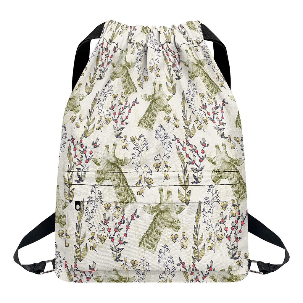 Vintage Giraffe Print Drawstring Backpack