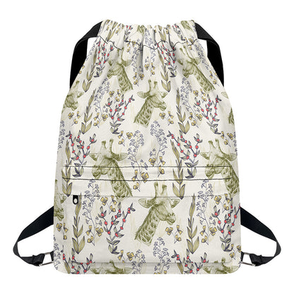 Vintage Giraffe Print Drawstring Backpack