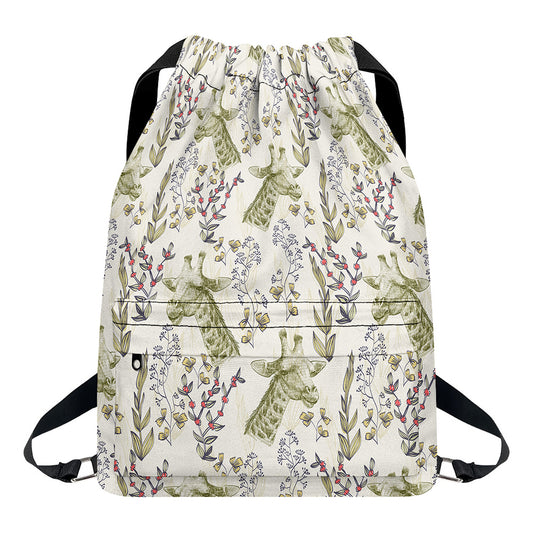 Vintage Giraffe Print Drawstring Backpack