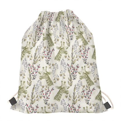 Vintage Giraffe Print Drawstring Bag
