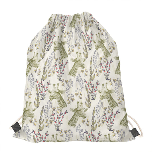 Vintage Giraffe Print Drawstring Bag