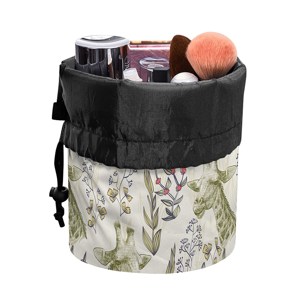 Vintage Giraffe Print Drawstring Makeup Bag