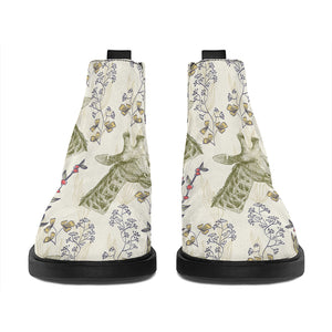 Vintage Giraffe Print Flat Ankle Boots