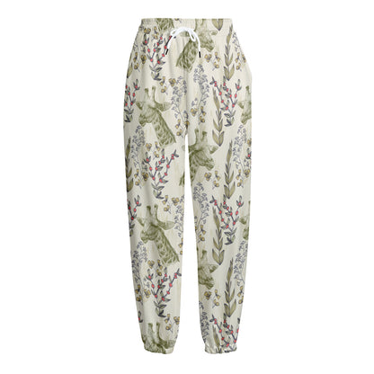 Vintage Giraffe Print Fleece Lined Knit Pants