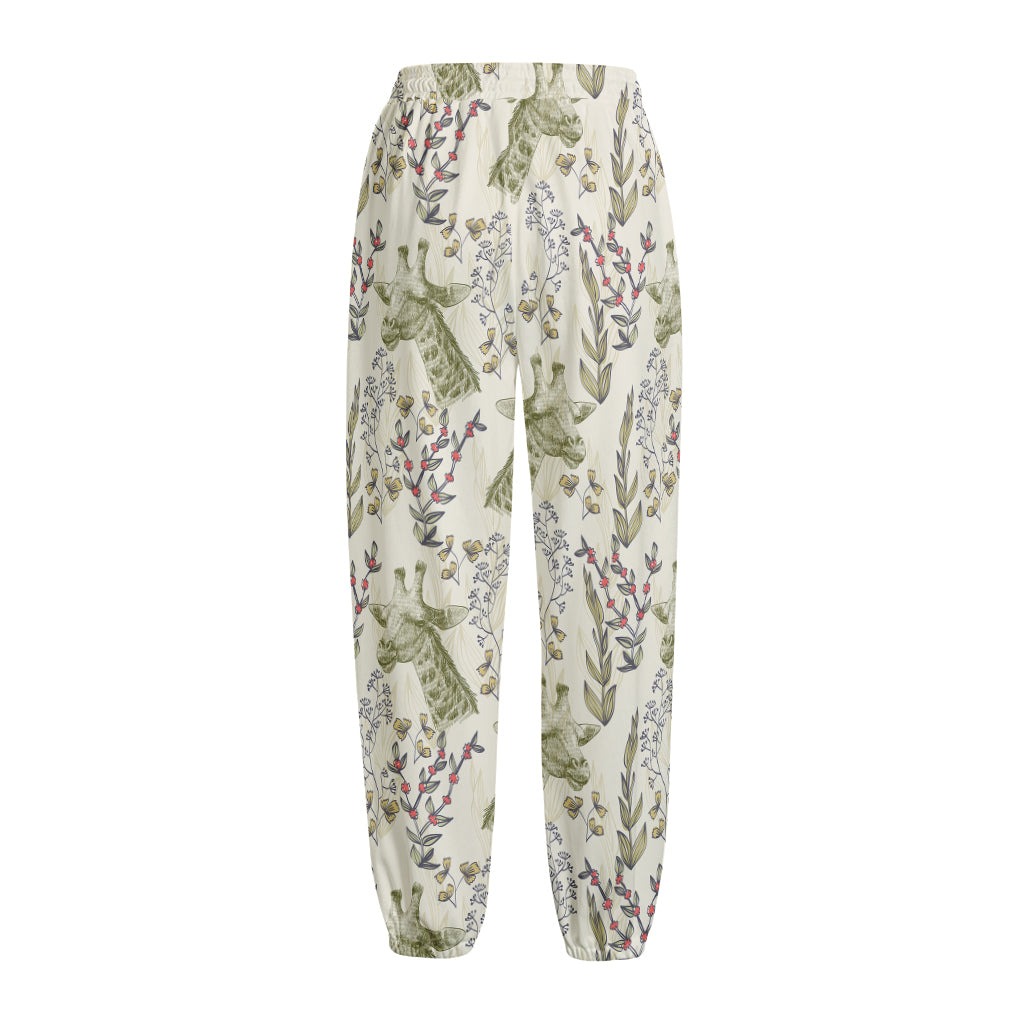 Vintage Giraffe Print Fleece Lined Knit Pants
