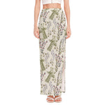 Vintage Giraffe Print High Slit Maxi Skirt