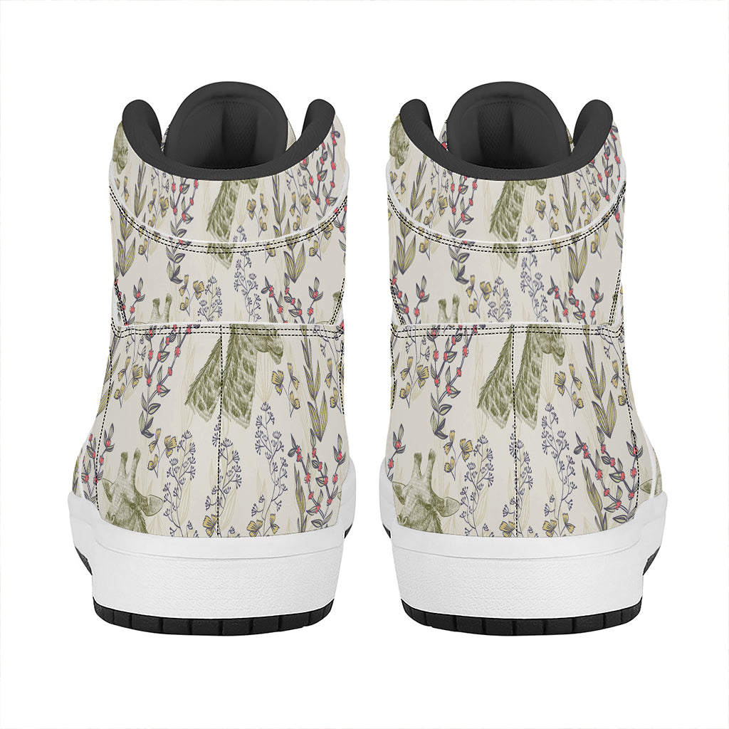 Vintage Giraffe Print High Top Leather Sneakers