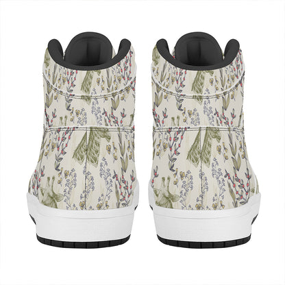 Vintage Giraffe Print High Top Leather Sneakers