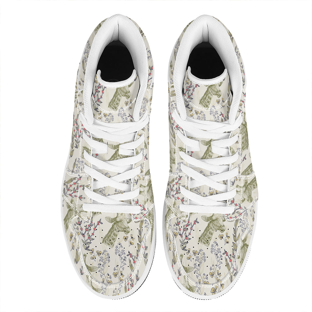 Vintage Giraffe Print High Top Leather Sneakers