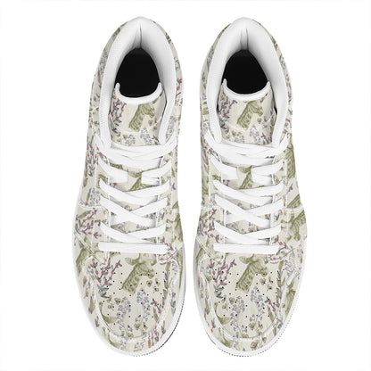 Vintage Giraffe Print High Top Leather Sneakers