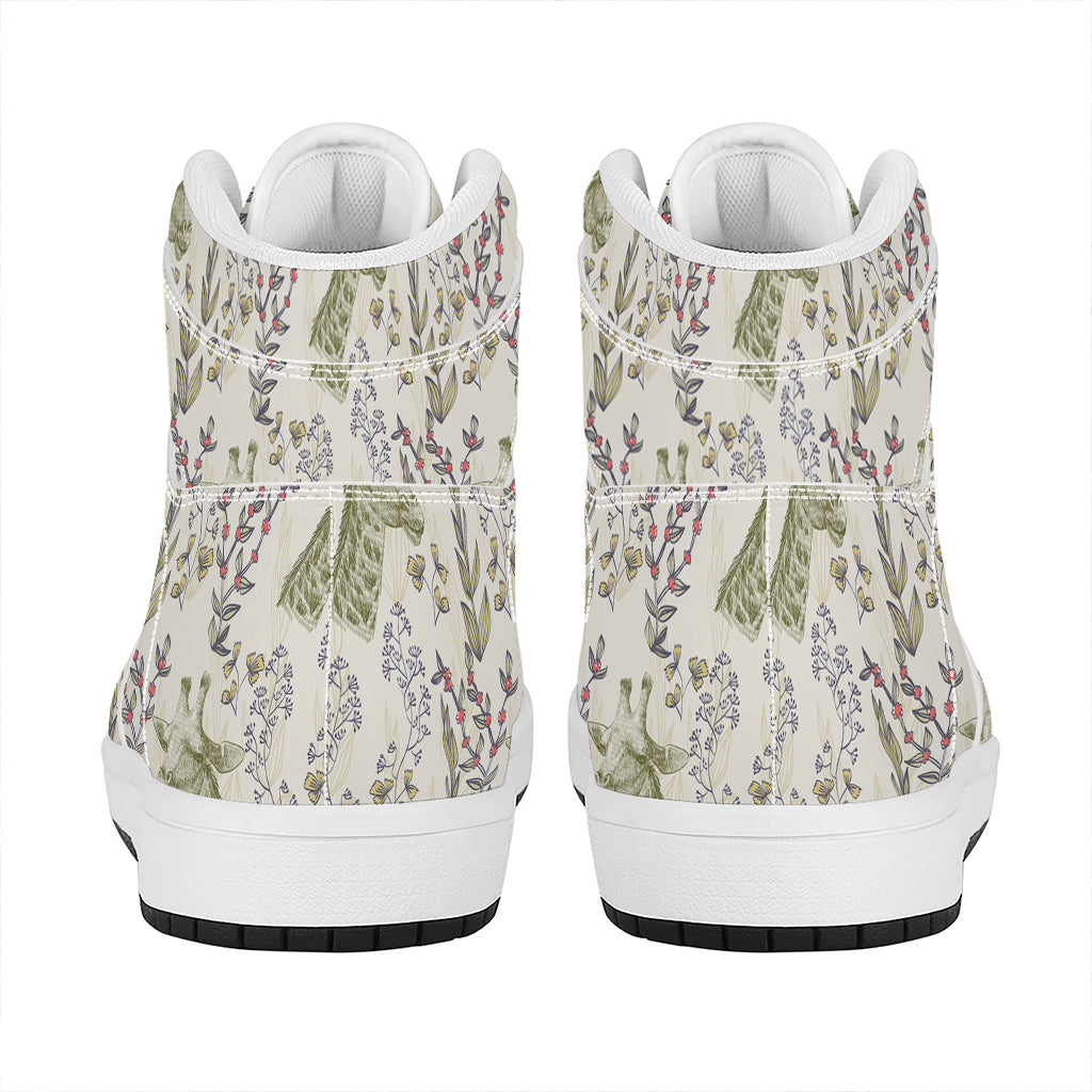 Vintage Giraffe Print High Top Leather Sneakers