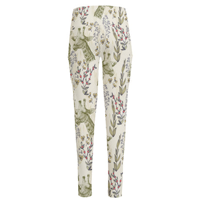 Vintage Giraffe Print High-Waisted Pocket Leggings