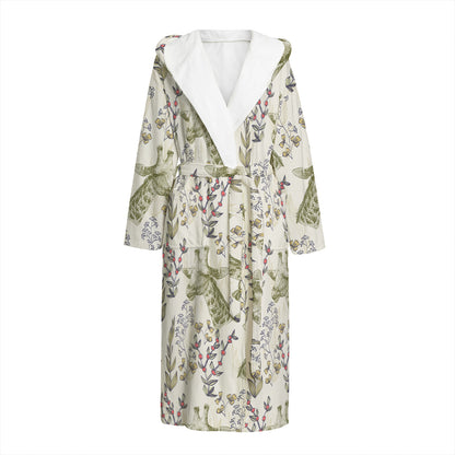Vintage Giraffe Print Hooded Bathrobe