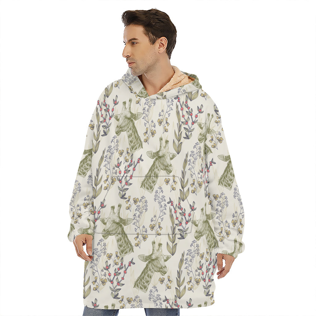Vintage Giraffe Print Hoodie Blanket