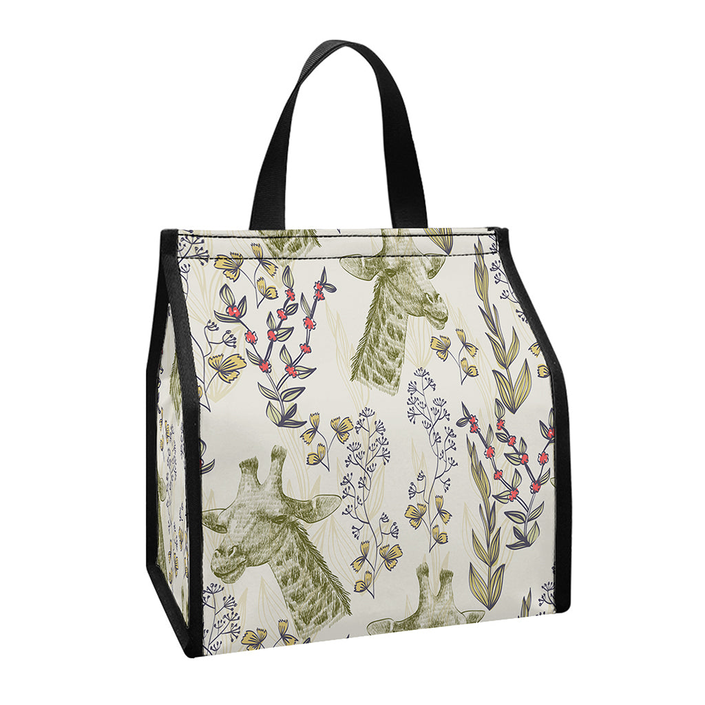 Vintage Giraffe Print Insulated Lunch Tote