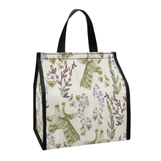 Vintage Giraffe Print Insulated Lunch Tote