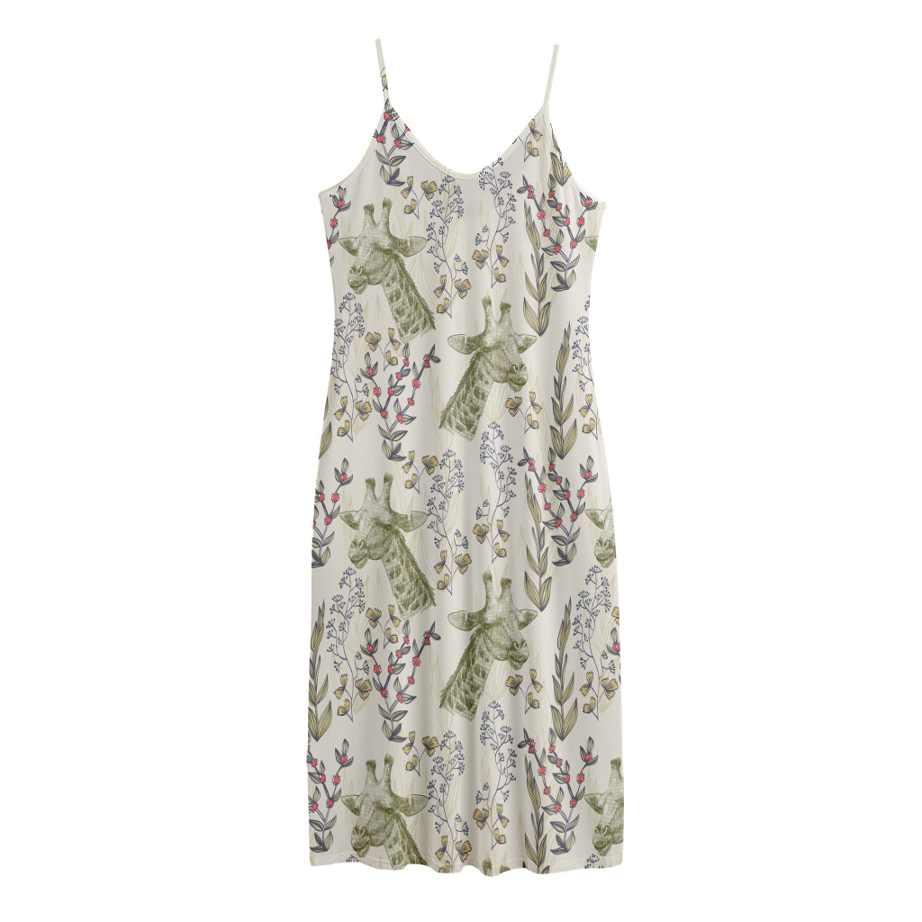 Vintage Giraffe Print Jersey Midi Cami Dress