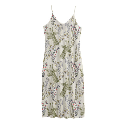 Vintage Giraffe Print Jersey Midi Cami Dress