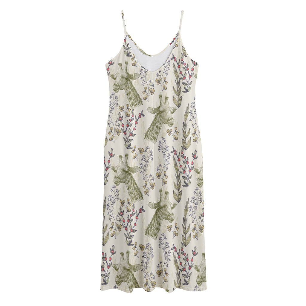 Vintage Giraffe Print Jersey Midi Cami Dress