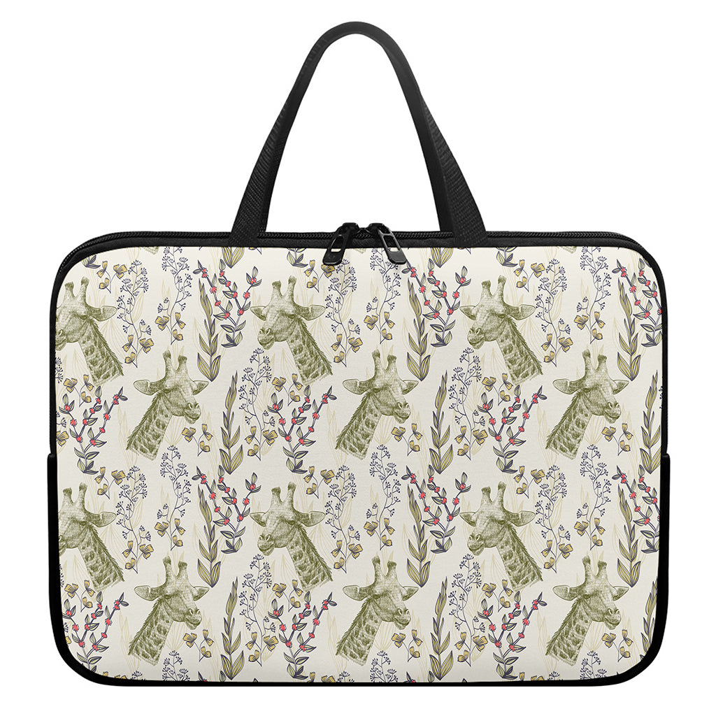 Vintage Giraffe Print Laptop Sleeve With Handle