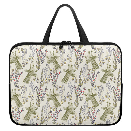 Vintage Giraffe Print Laptop Sleeve With Handle
