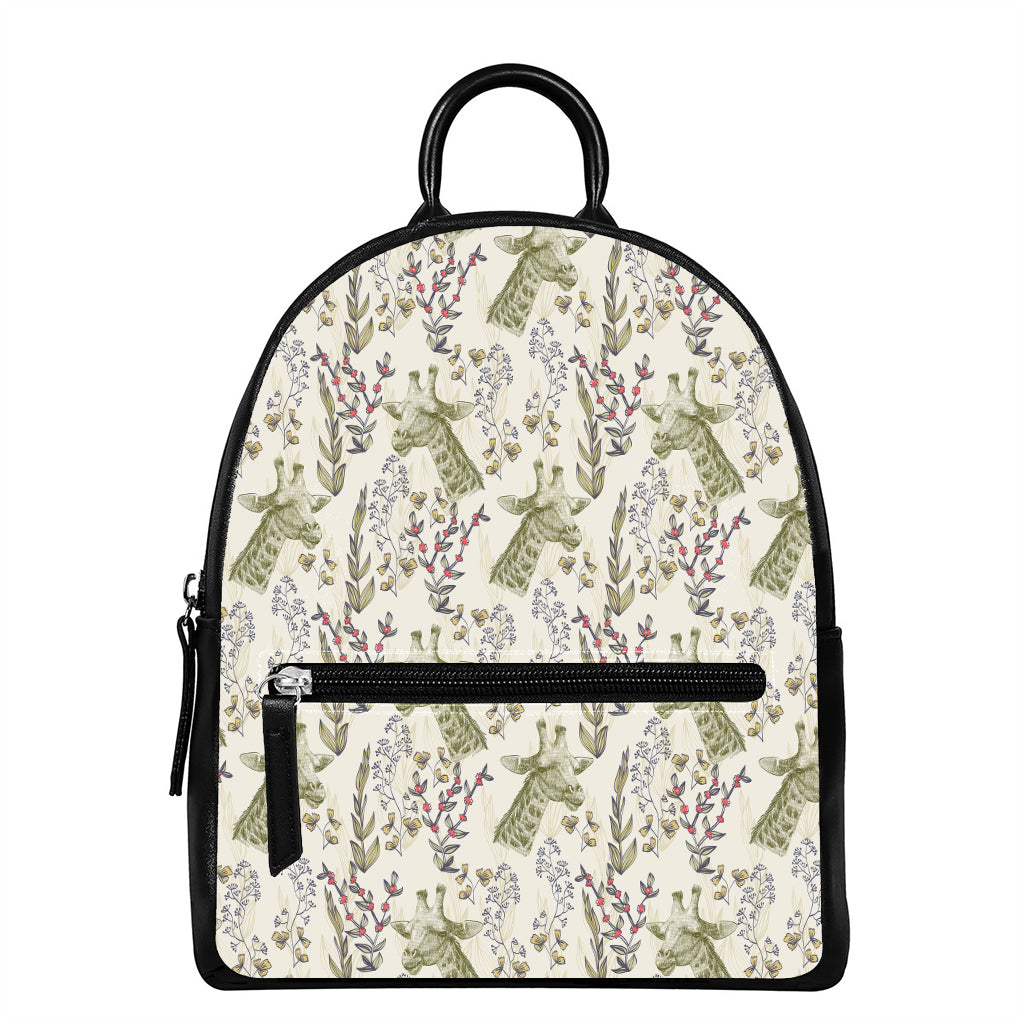 Vintage Giraffe Print Leather Backpack