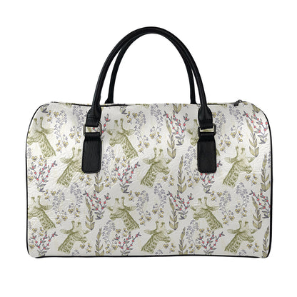 Vintage Giraffe Print Leather Duffle Bag